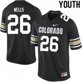 Home Black Carson Wells #26 Colorado Buffaloes Youth Official NCAA Football Jersey -Hot Sale