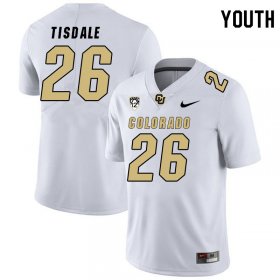 White Vito Tisdale #26 Colorado Buffaloes Youth Official NCAA Football Jersey -Hot Sale